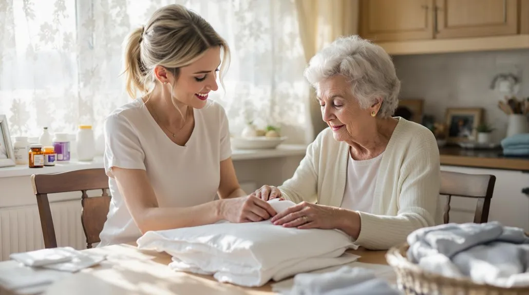 Caregiver assisting elderly person